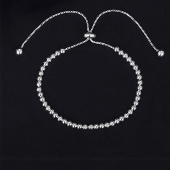 Jewelry - 925 Sterling Silver Beaded Adjustable Bracelet